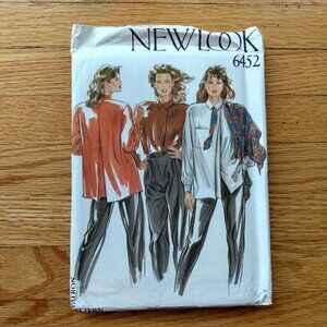 Vintage 80s Blouse Sewing Pattern Shirt Size 8-18 UNCUT New Look 6452
